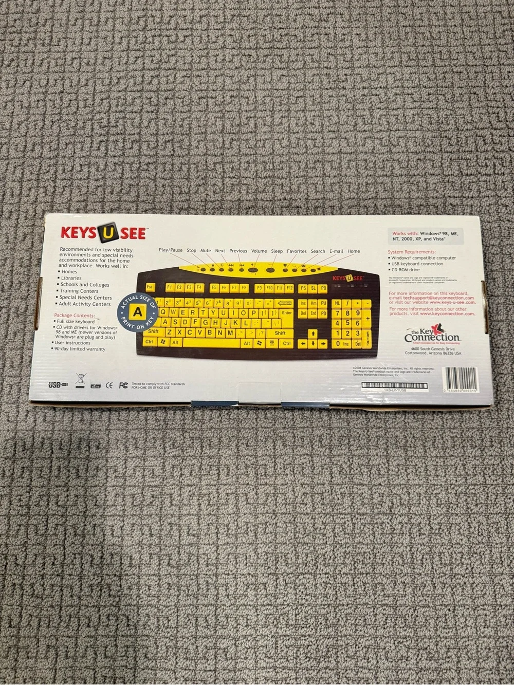 KEYS U SEE Large Print Keyboard - High-Contrast Yellow Keys